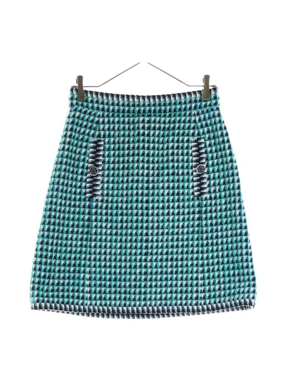 Chanel Gripoix Button Tweed Mini Skirt Green